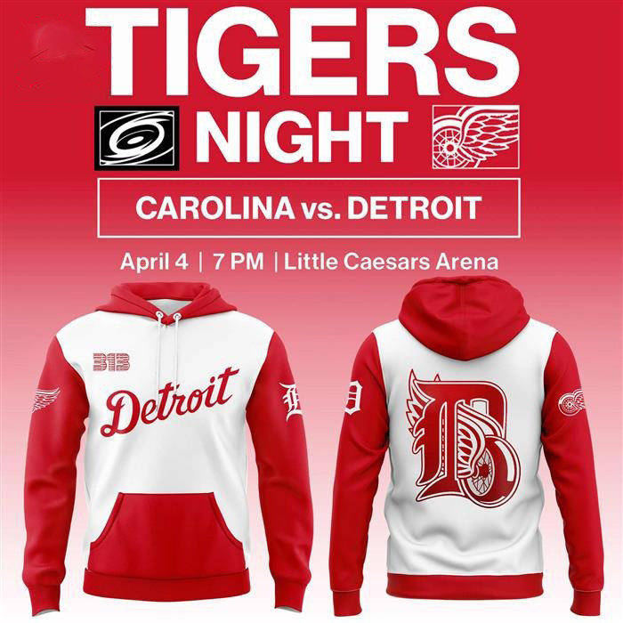 Detroit Red Wings Tigers Night 2025 Hoodie Detroit Red Wings Merch Gifts For Hockey Fan