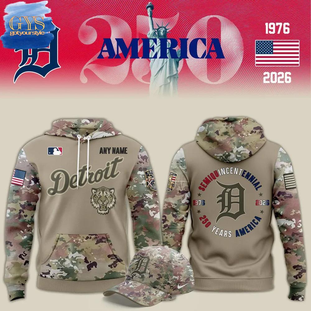 Detroit Tigers 250 Years America x Flag Day Limited Edition Camo Hoodie Premium Merchandises