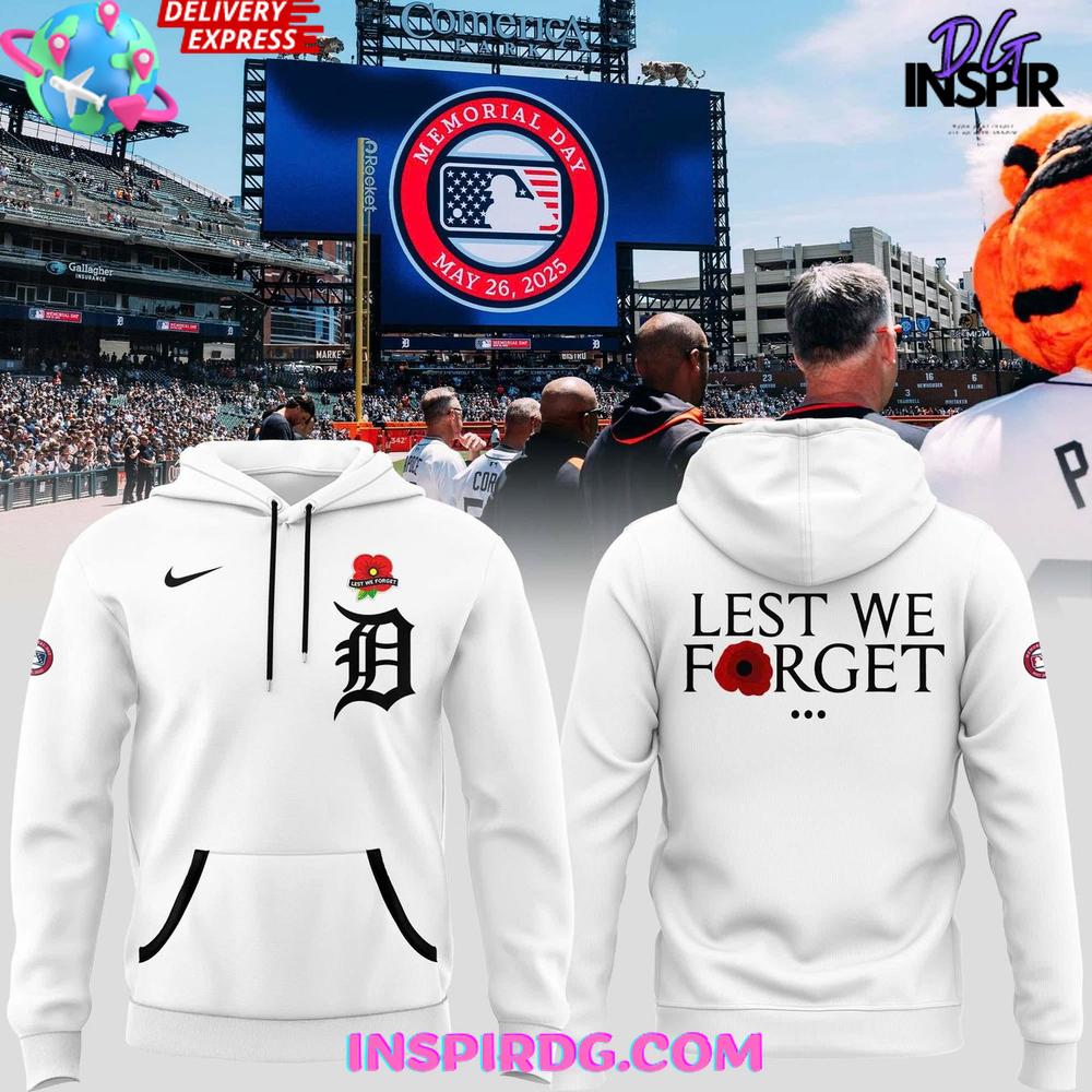 Detroit Tigers Lest We Forget 2025 Memorial Hoodie Premium Merchandises