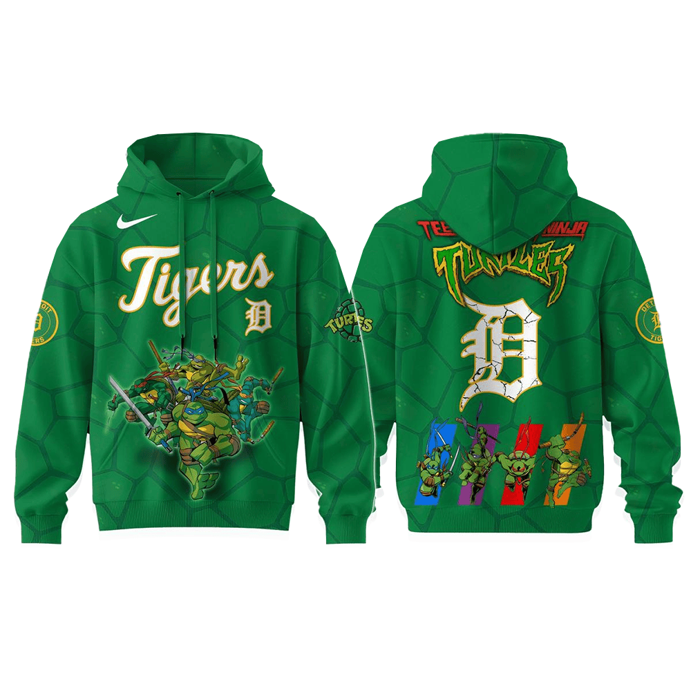 Detroit Tigers MLB Ninja Turtles 2025 Hoodie Detroit Tigers Merch Awesome Fathers Day Gifts