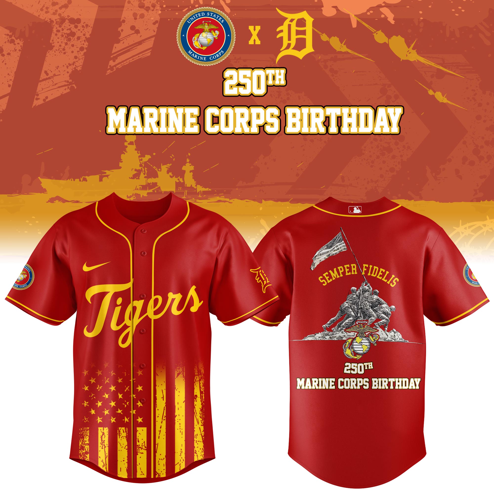 Detroit Tigers MLB x 250 U.S. ARMY Personalized Baseball Jersey For Fans
