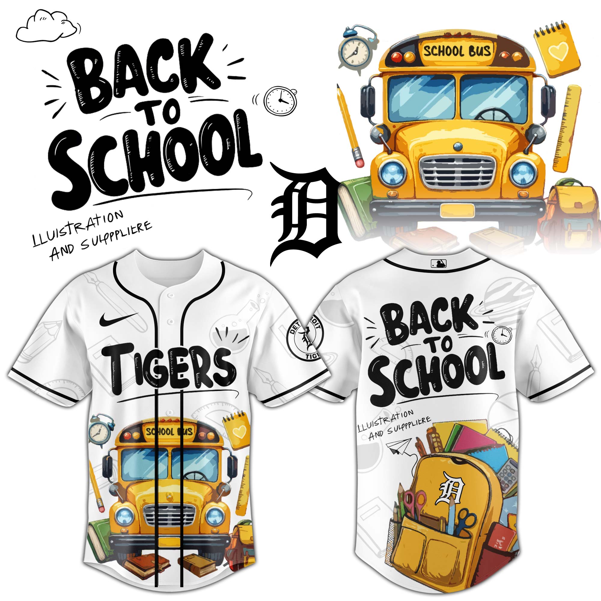 Detroit Tigers MLB x Back To School Personalized Baseball Jersey For Fans