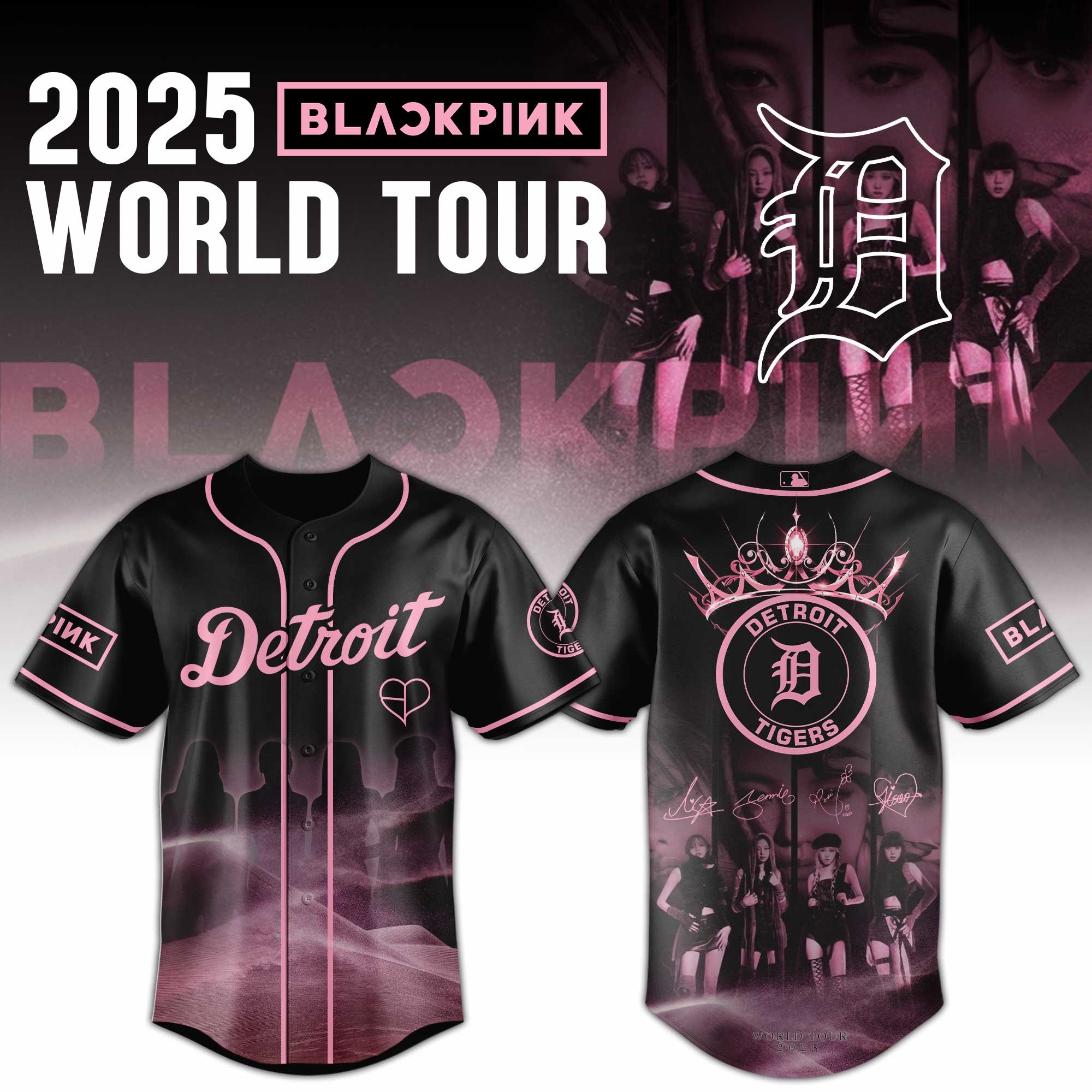 Detroit Tigers MLB x Black Pink World Tour Personalized Baseball Jersey For Fans
