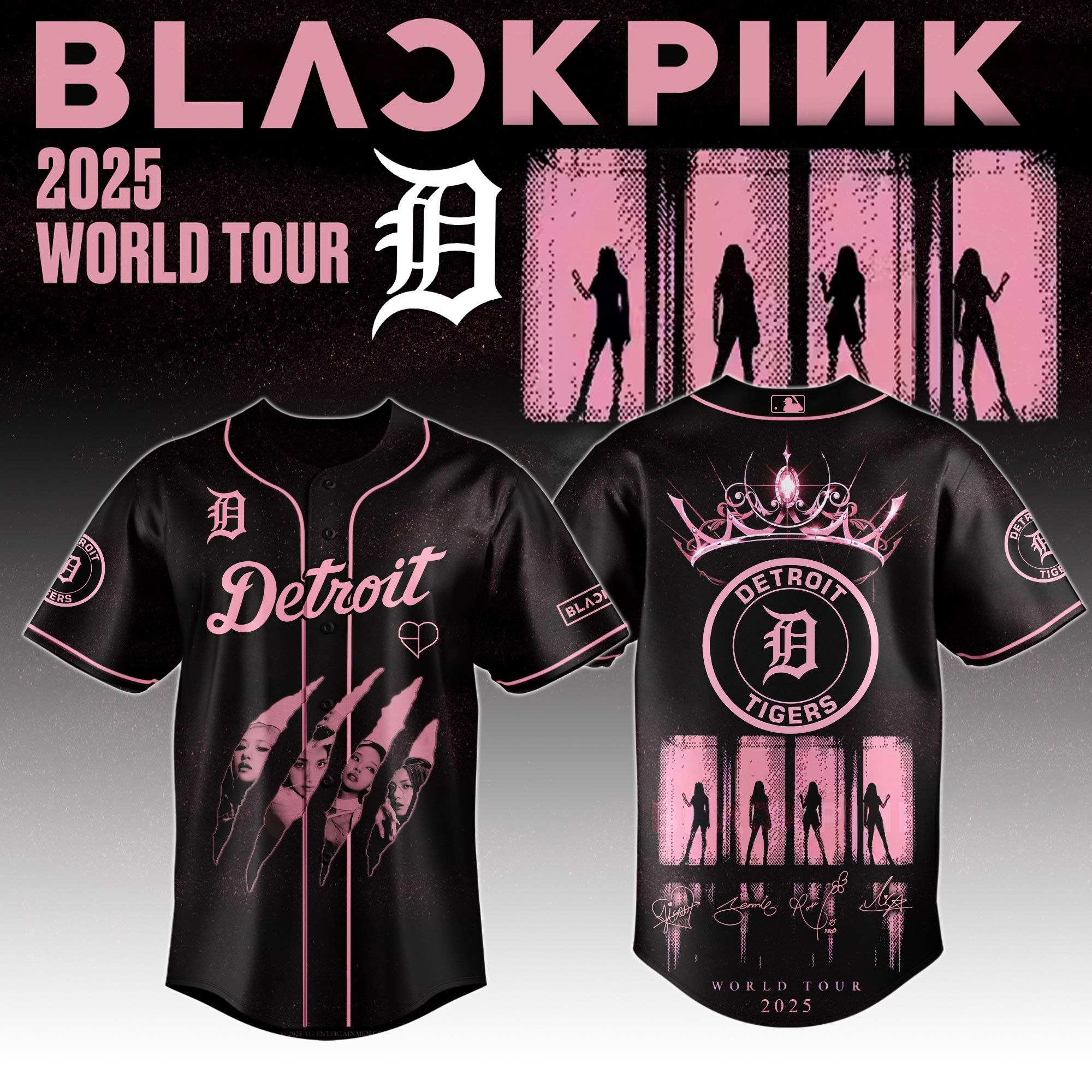 Detroit Tigers MLB x Black Pink World Tour Personalized Baseball Jersey For Fans