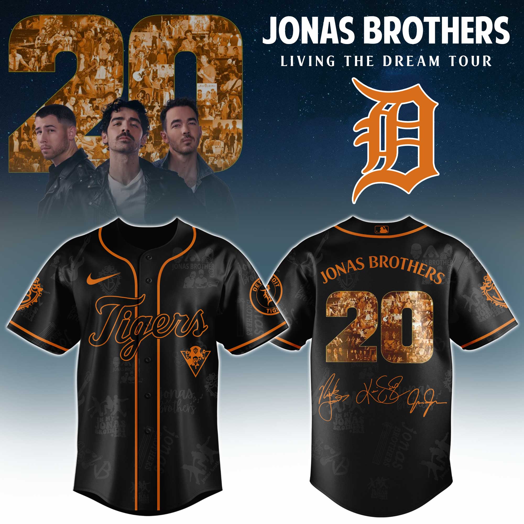 Detroit Tigers MLB x Jonas Brothers Tour Personalized Baseball Jersey For Fans