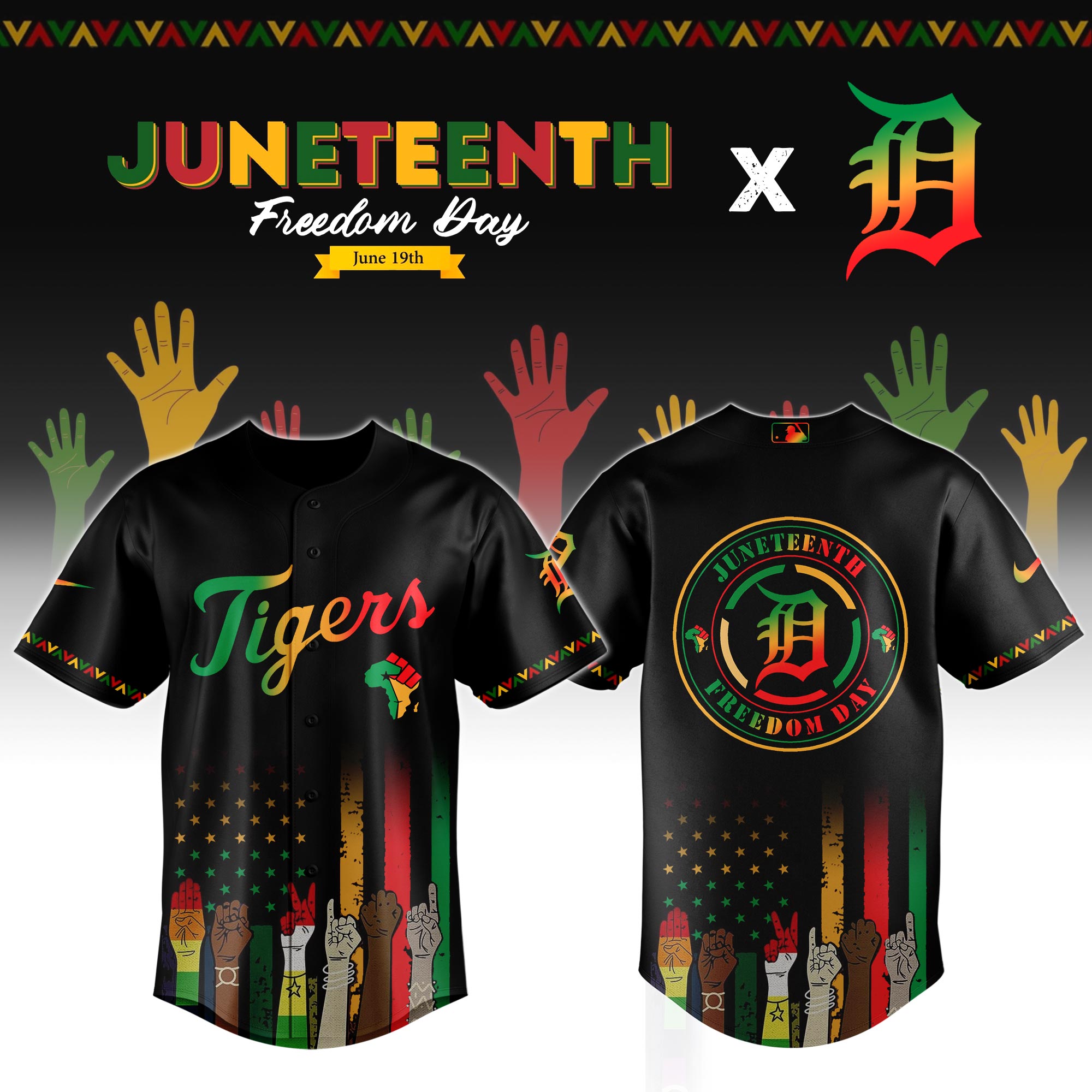 Detroit Tigers MLB x Juneteenth Personalized Baseball Jersey For Fan