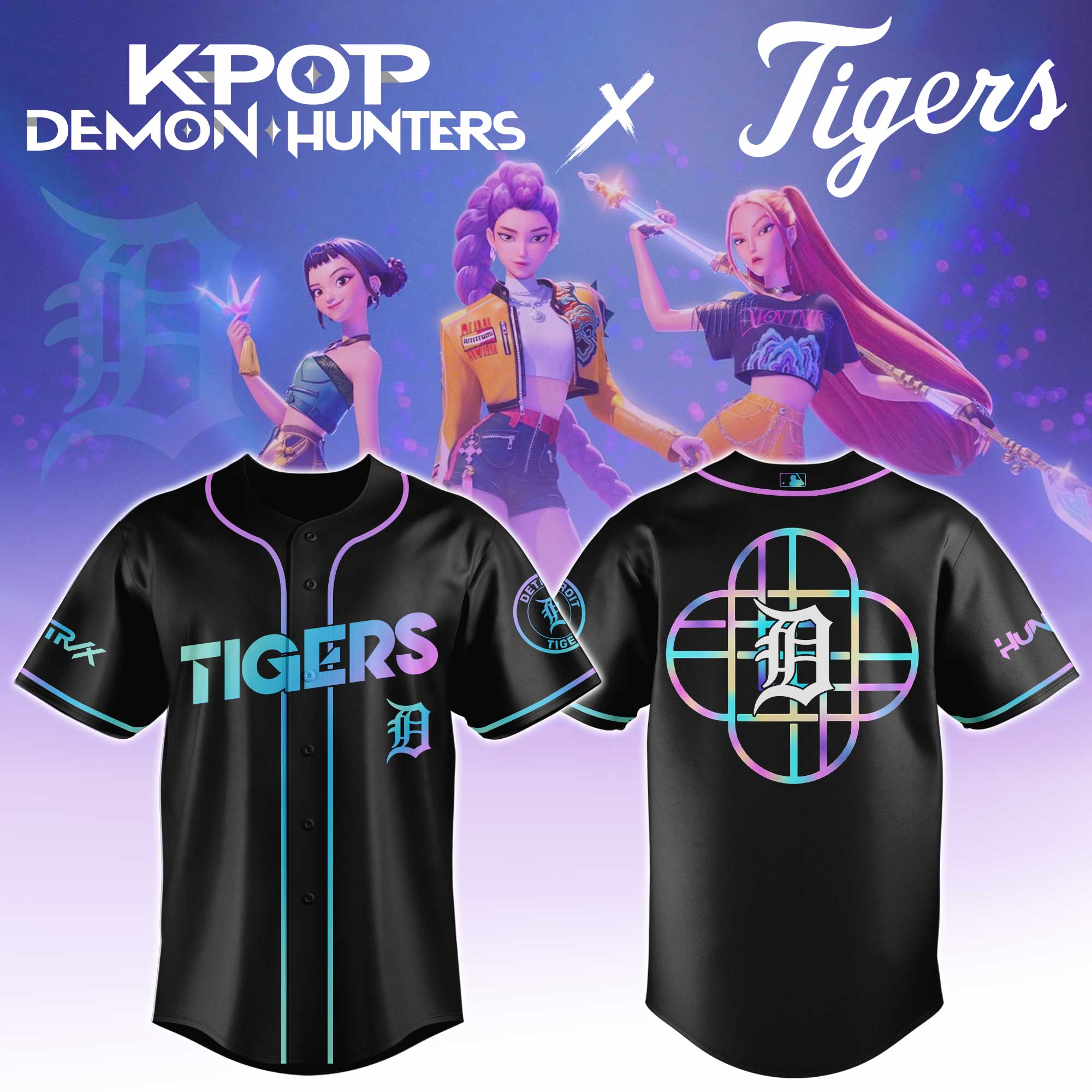 Detroit Tigers MLB x KPop Demon Hunters Personalized Baseball Jersey For Fans
