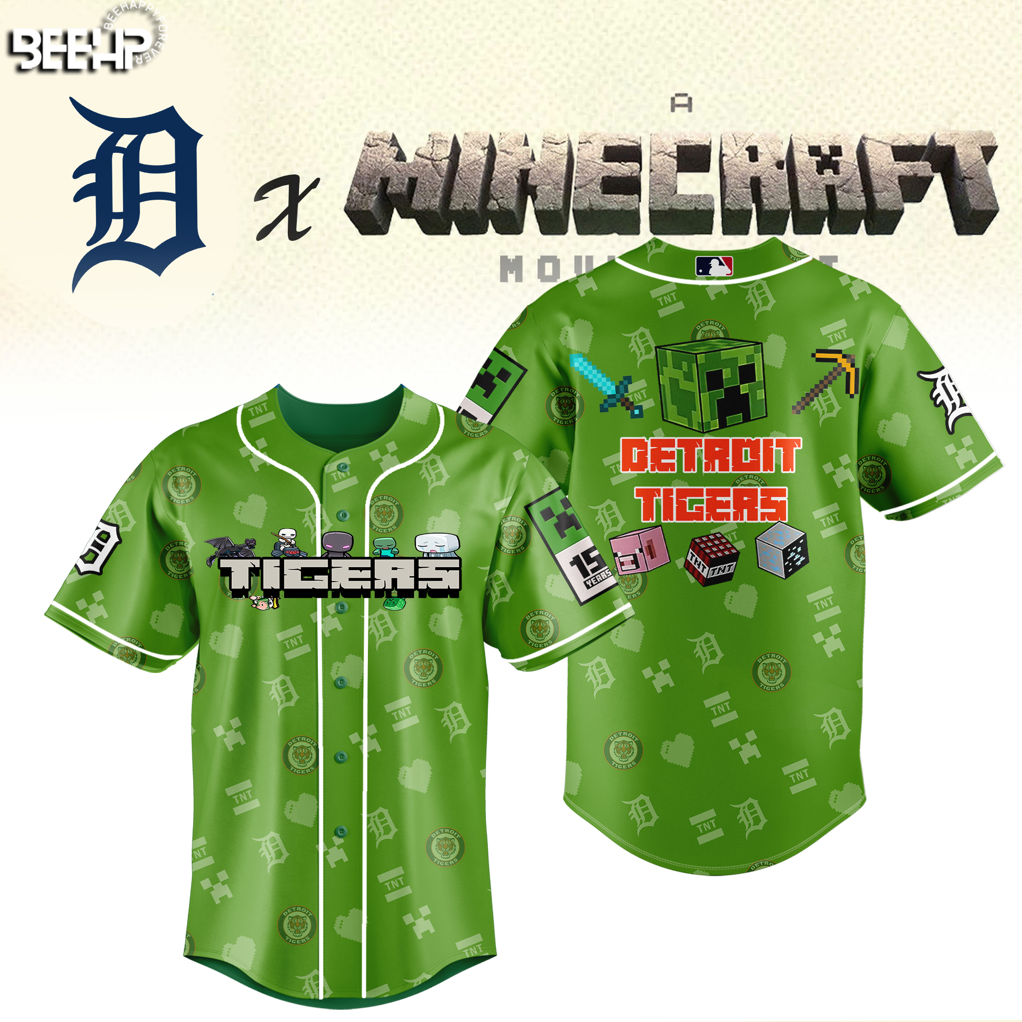 Detroit Tigers MLB x Minecraft Personalized Baseball Jersey For Fan
