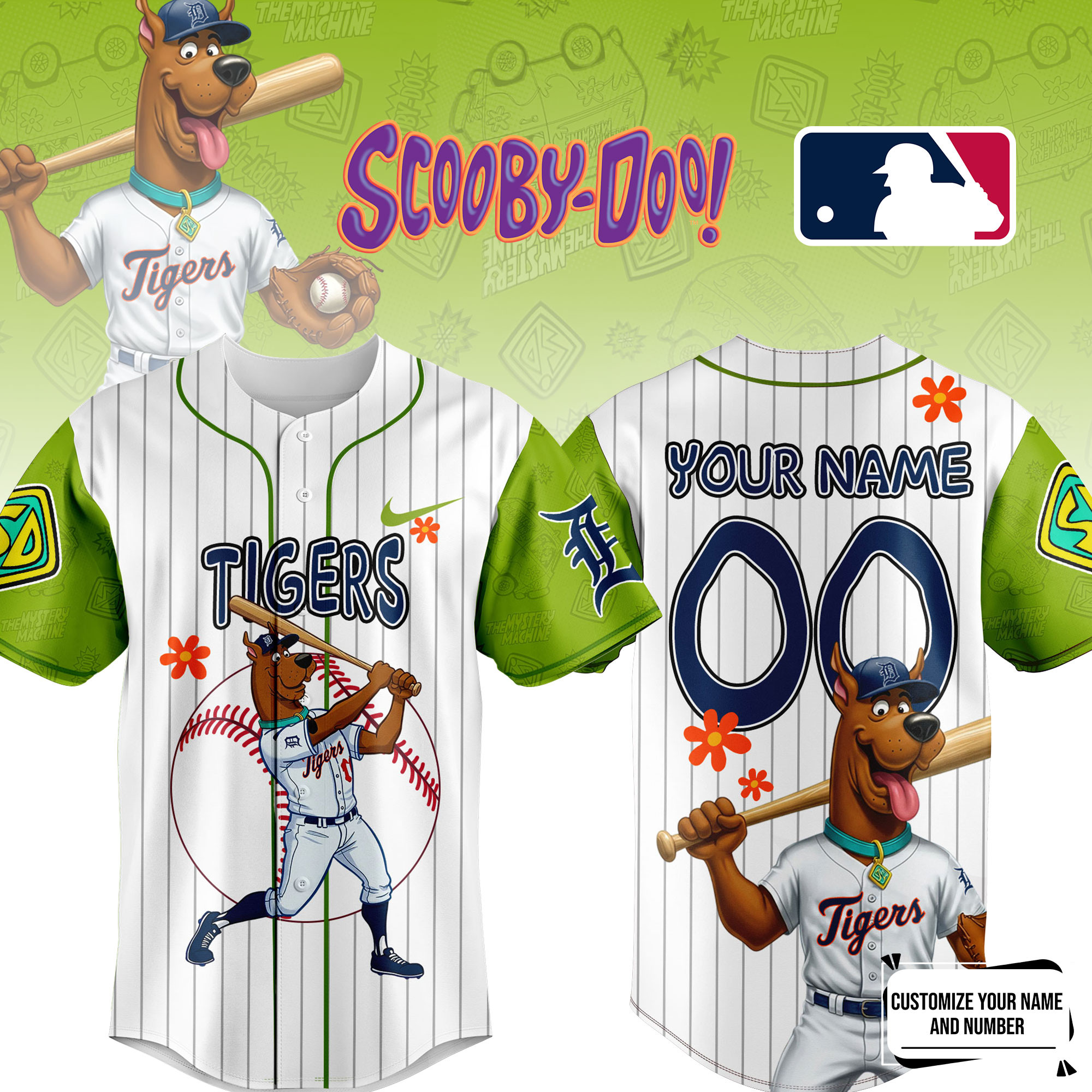 Detroit Tigers MLB x Scooby Doo Personalized Baseball Jersey For Fan