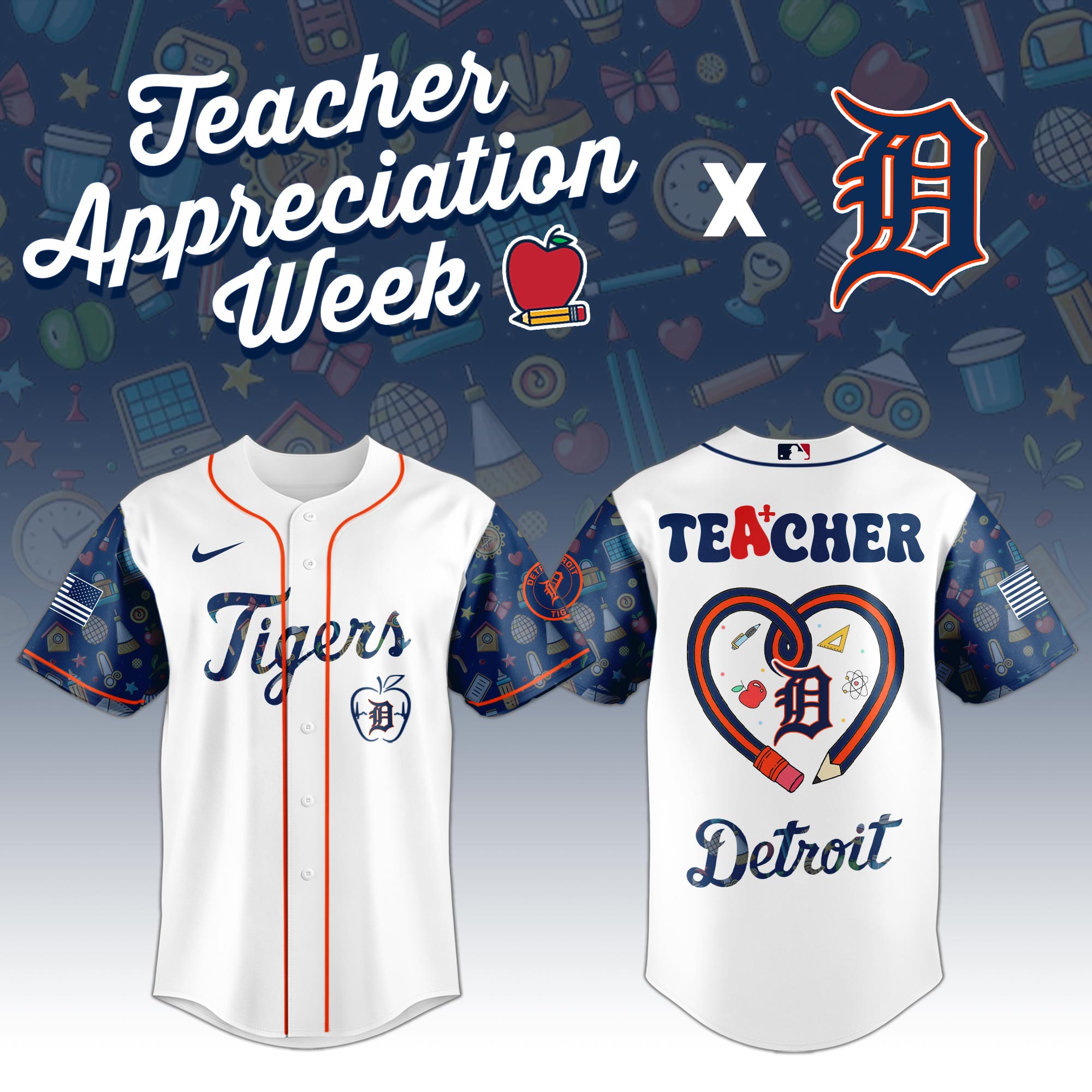 Detroit Tigers MLB X Teacher Appreciation Week Personalized Baseball Jersey For Fans