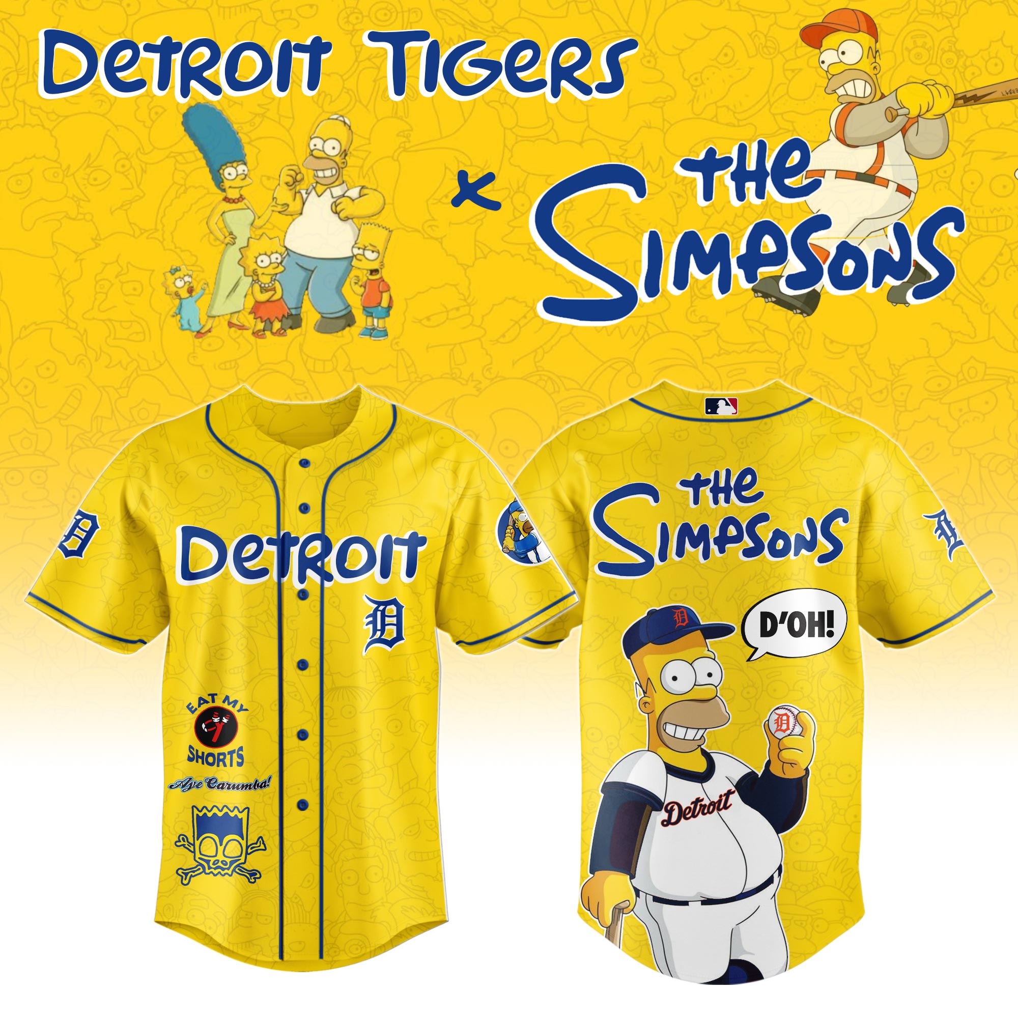 Detroit Tigers MLB x The Simpsons Personalized New Baseball Jersey For Fans