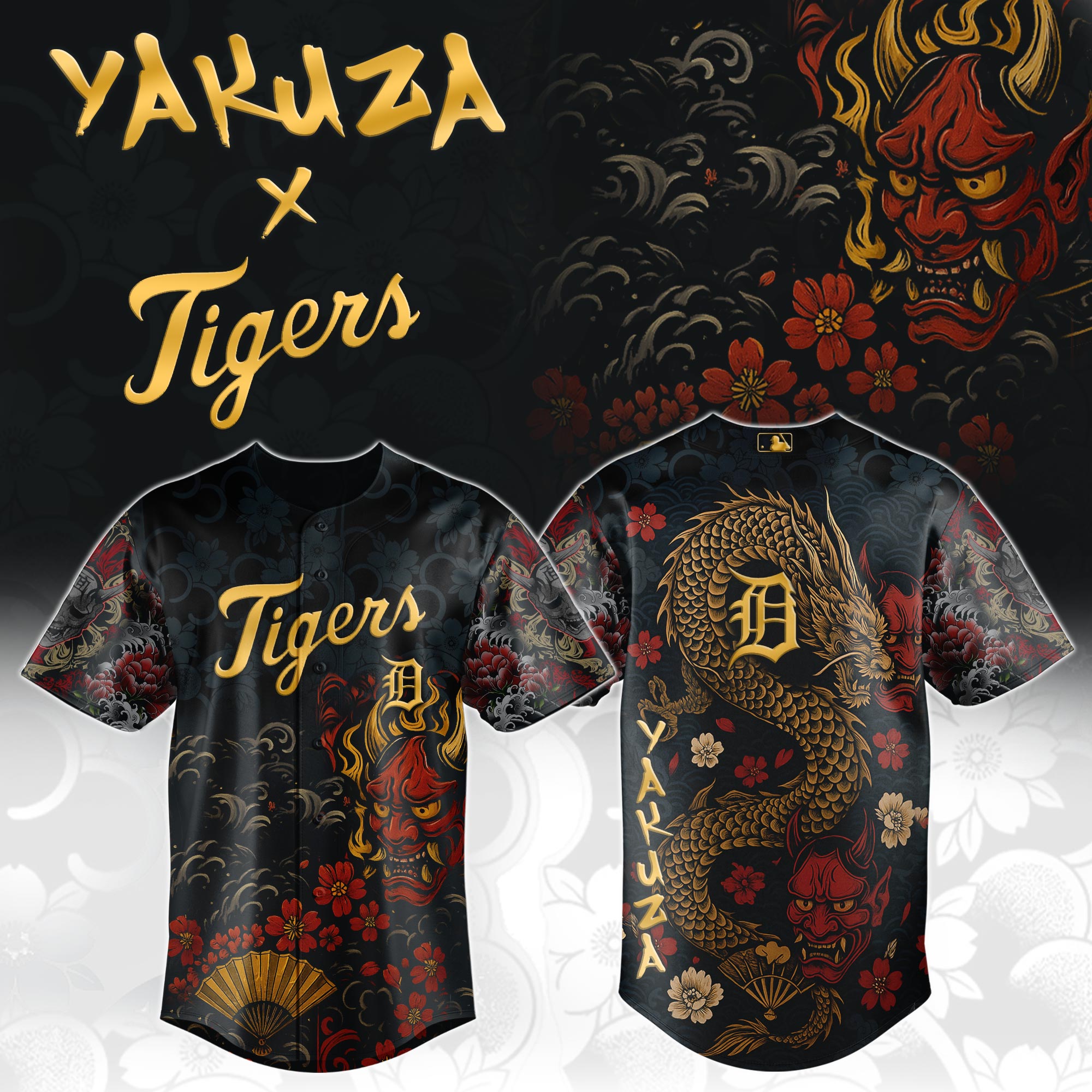 Detroit Tigers MLB x Yakuza Dragon Oni Personalized Baseball Jersey For Fans
