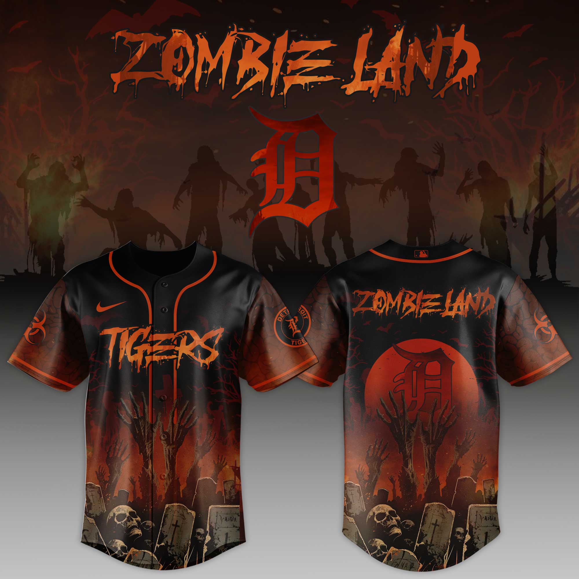Detroit Tigers MLB x Zombie Land Personalized Baseball Jersey For Fans