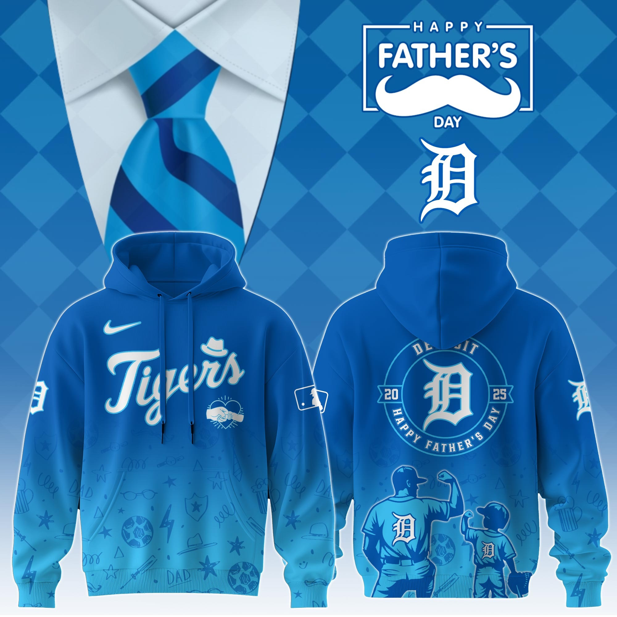 Detroit Tigers Special Fathers Day 2025 Hoodie Detroit Tigers Merch