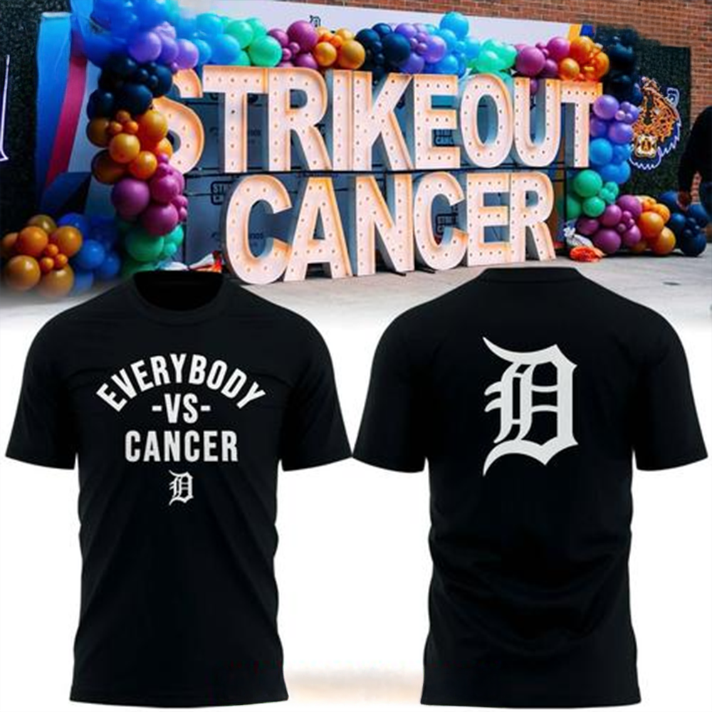 Detroit Tigers Strike Out Cancer Special Black T-Shirt Detroit Tigers Merch Unique Gifts For Dad