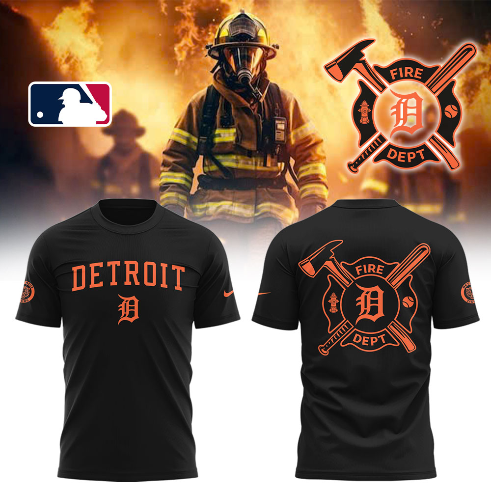 Detroit Tigers x Firefighter Appreciation Night T-Shirt Baseball Father's Day Gifts - 4XL