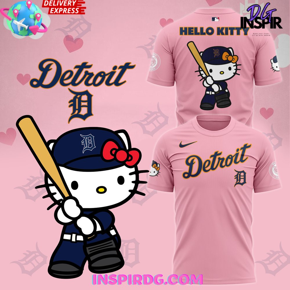 Detroit Tigers x Hello Kitty 2025 Pink T-Shirt Premium Merchandise