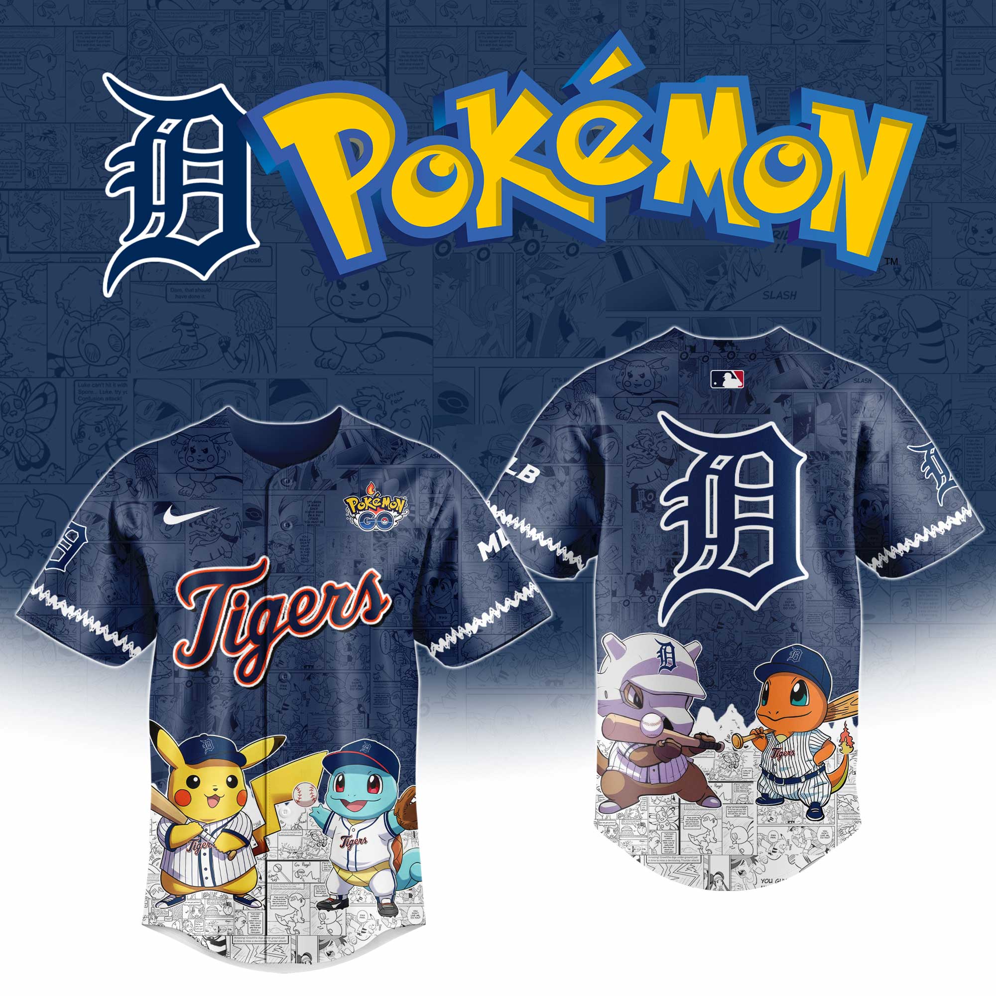 Detroit Tigers x PokÃ©mon Go Personalized New Baseball Jersey For Fan