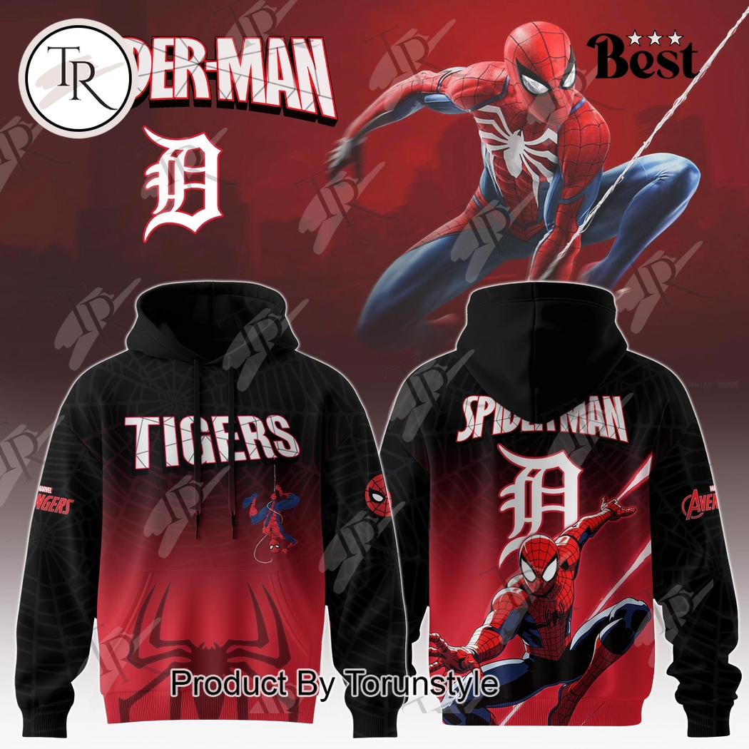 Detroit Tigers X Spider Man Game Night 2025 Hoodie