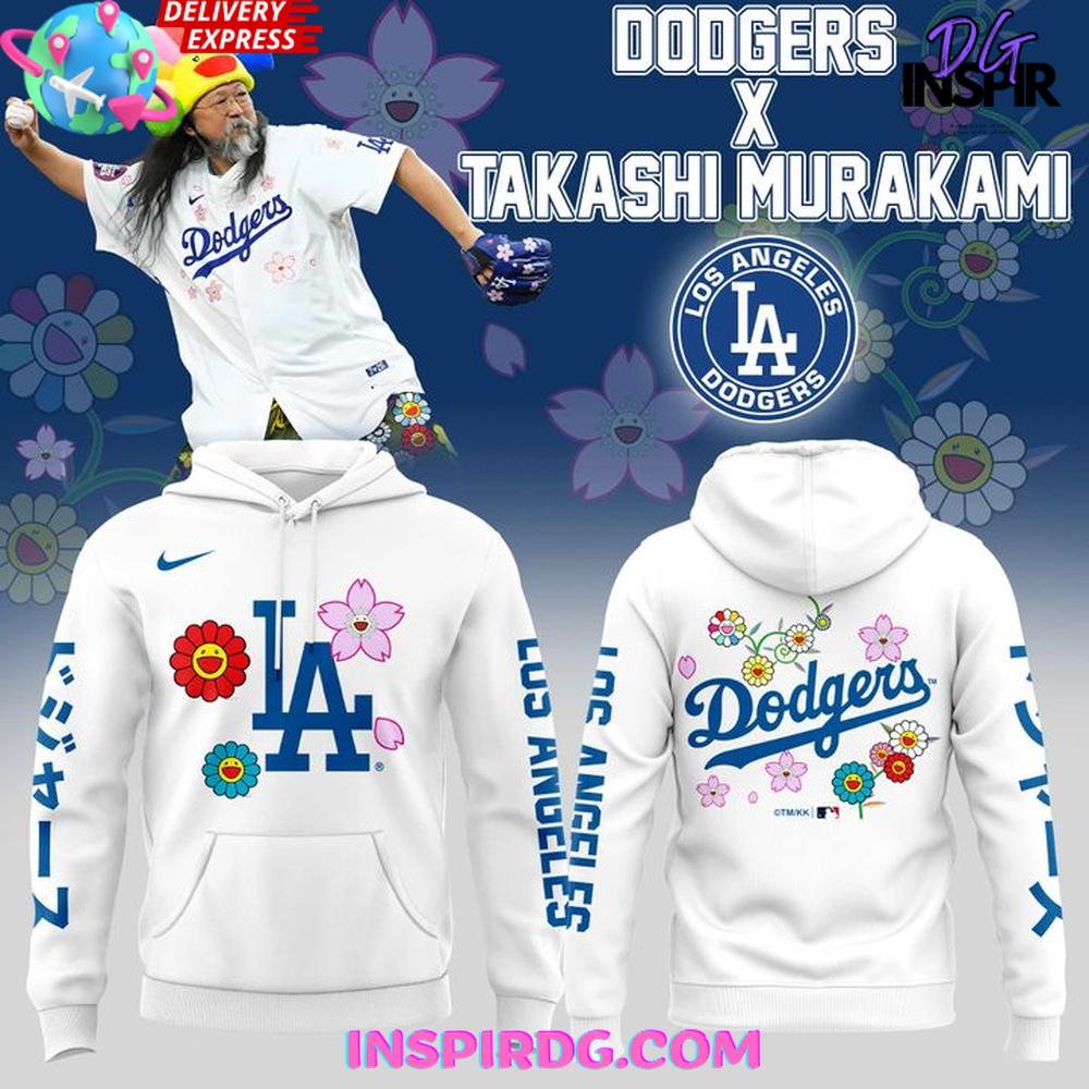 Dodgers x Takashi Murakami 2025 MLB White Hoodie Premium Merchandise