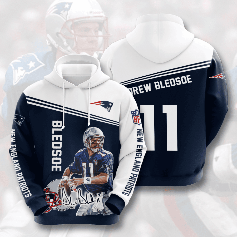 Drew Bledsoe New England Patriots Hoodie  Zip Hoodie