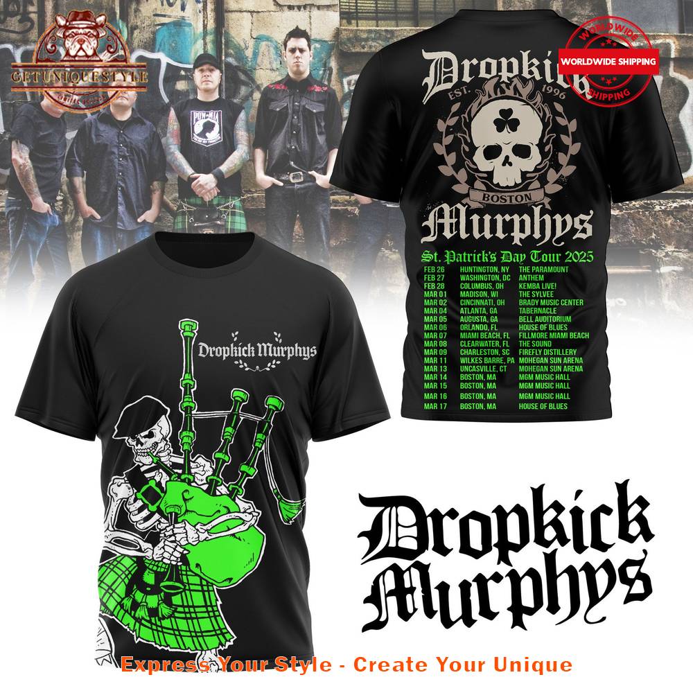 Dropkick Murphys St Patrick's Day Tour 2025 Shirt Premium Merchandise