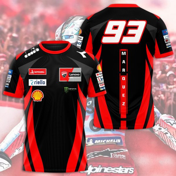 Ducati Lenovo Team x Marc Marquez 3D T-Shirt Gifts For Motorcycle Lovers