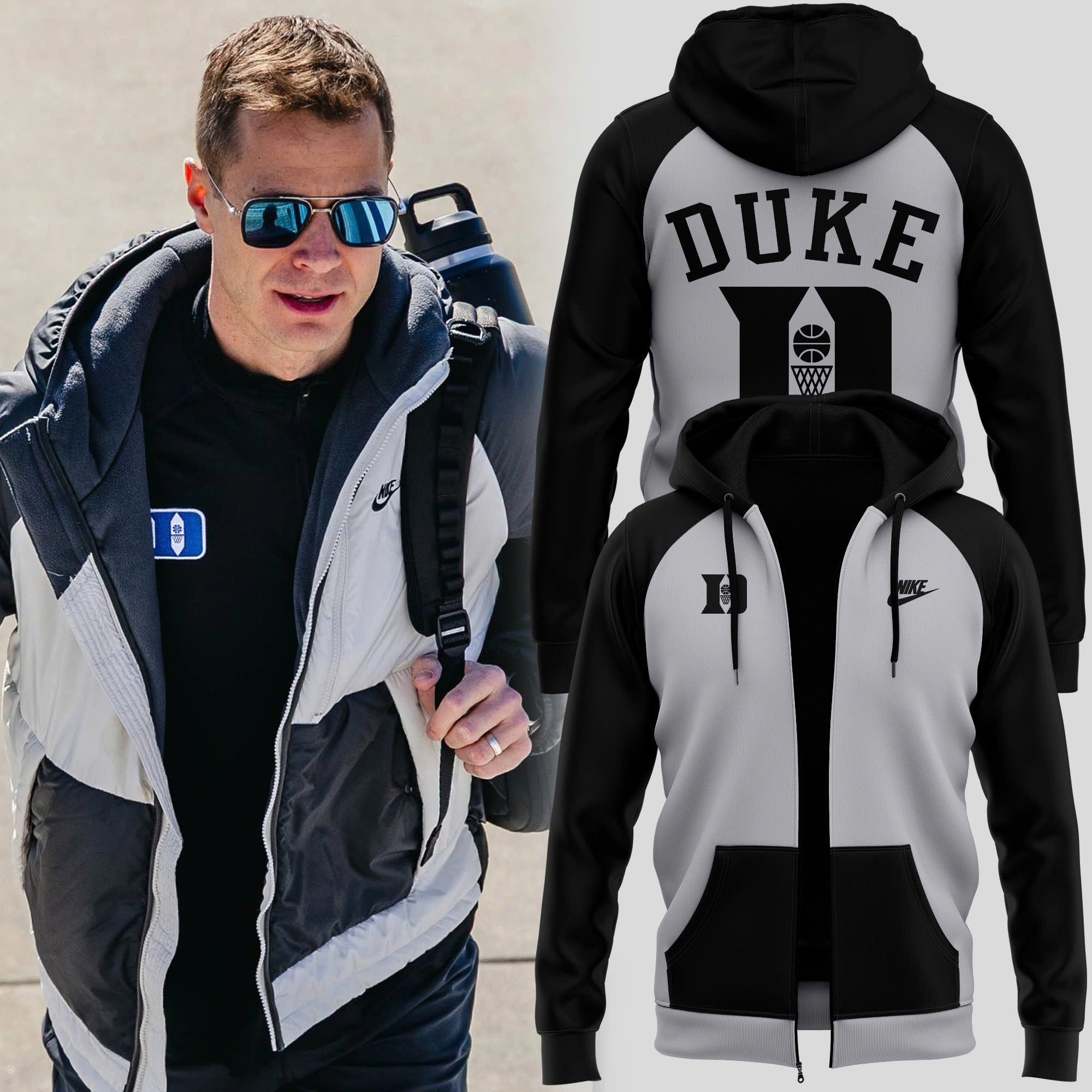 Duke Blue Devils Coach Jon Scheyer Zip Hoodie Duke Mens Basketball Gifts For Fans