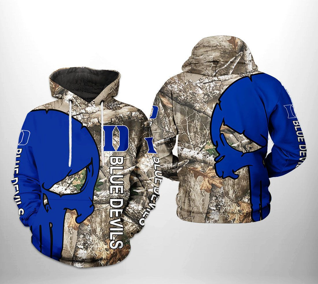 Duke Blue Devils NCAA Camo Veteran Hunting Hoodie  Zip Hoodie