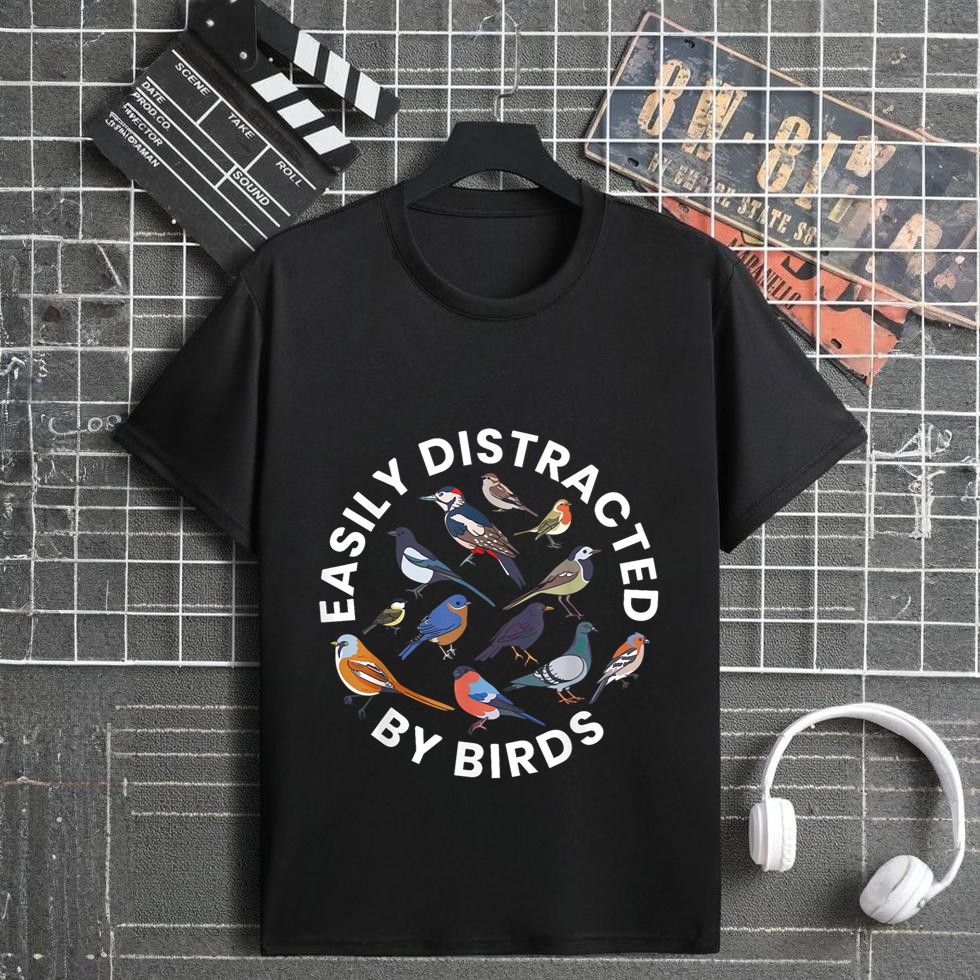Easily Distracted By Birds Birdwatching Bird Owner T-Shirt