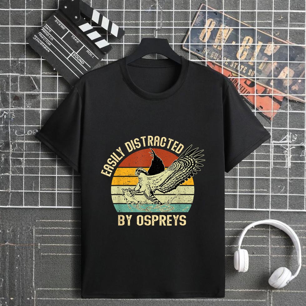 Easily Distracted By Ospreys Retro Vintage T-Shirt