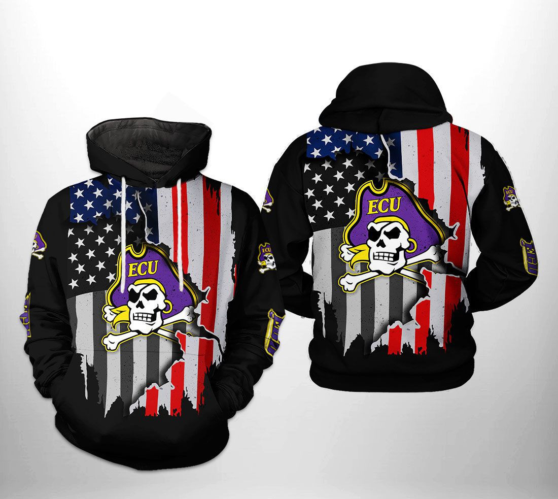 East Carolina Pirates NCAA US Flag Hoodie  Zip Hoodie Version 1686