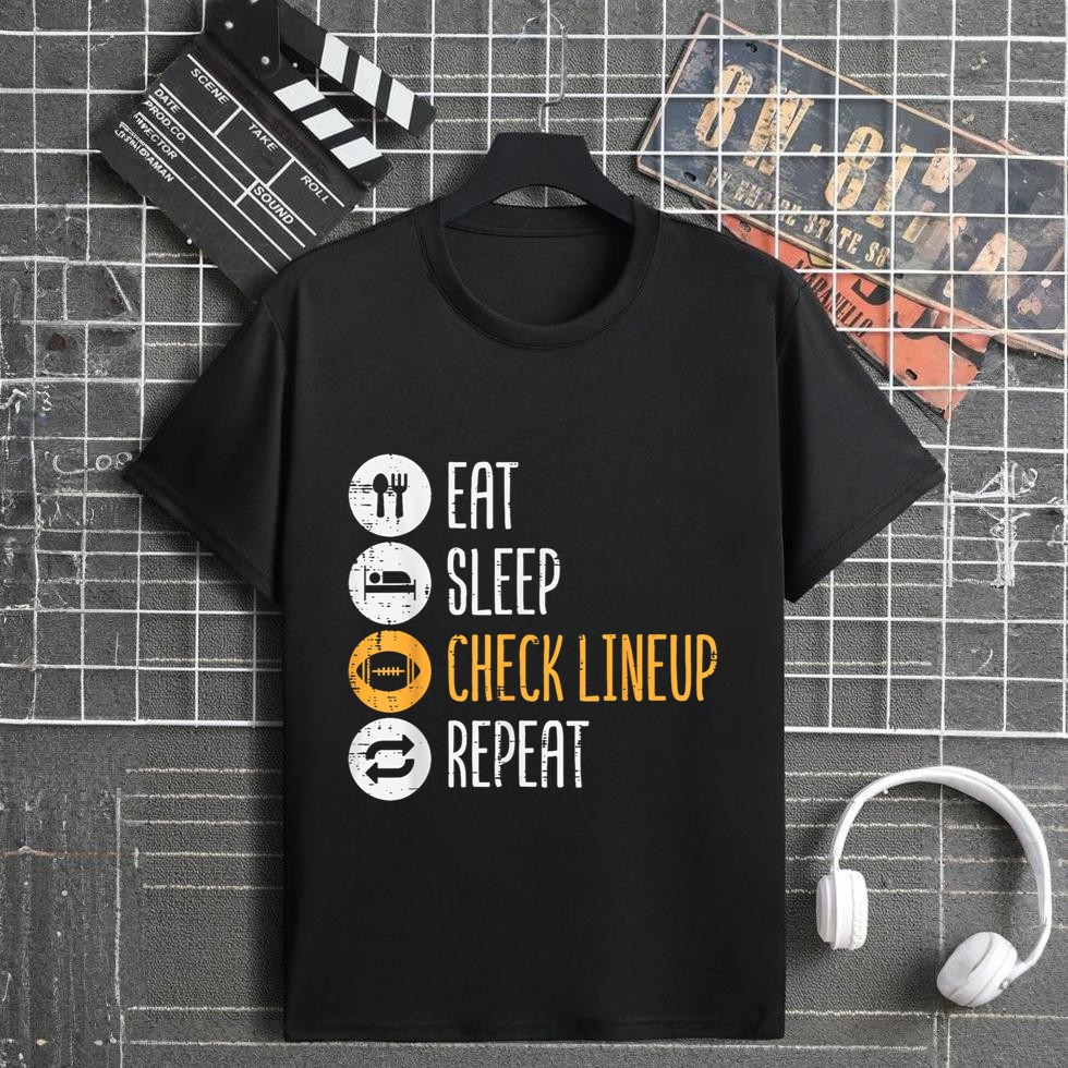 Eat Sleep Check Lineup Repeat Fantasy Football Men Boys Kids T-Shirt