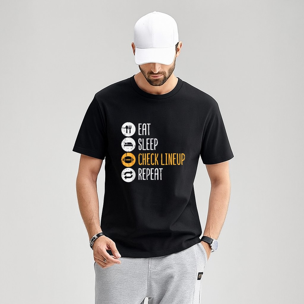 Eat Sleep Check Lineup Repeat Fantasy Football Men Boys Kids T-Shirt