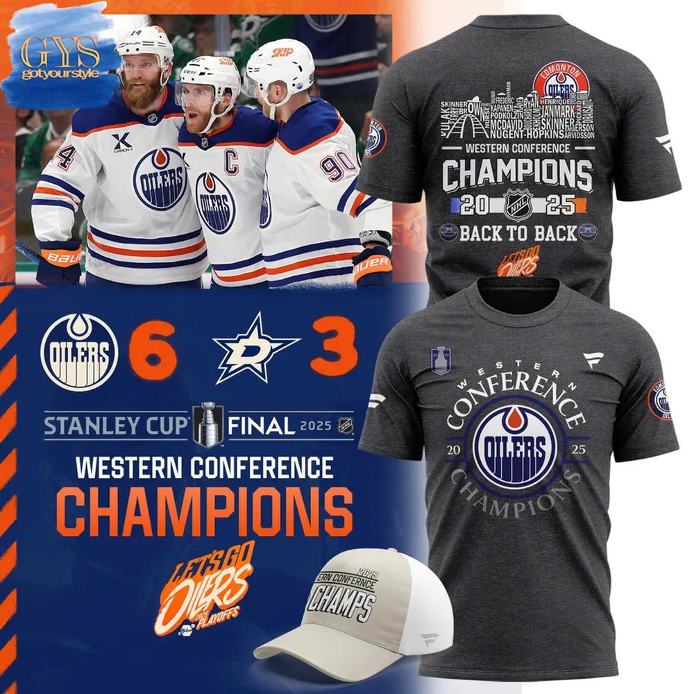 Edmonton Oilers 2025 Western Conference Champions T-Shirt Premium Merchandises