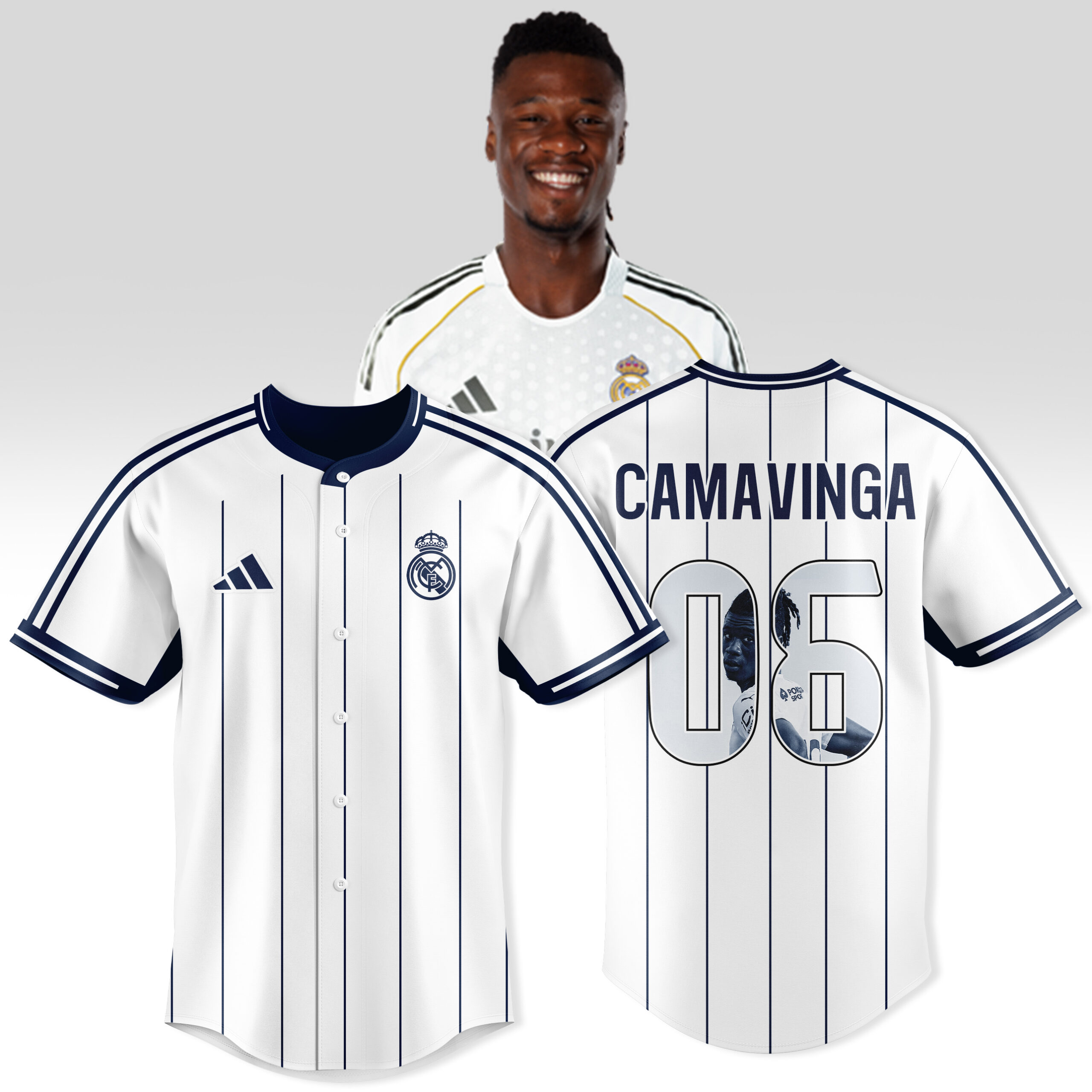 Eduardo Camavinga #06 Real Madrid Personalized Baseball Jersey For Fans