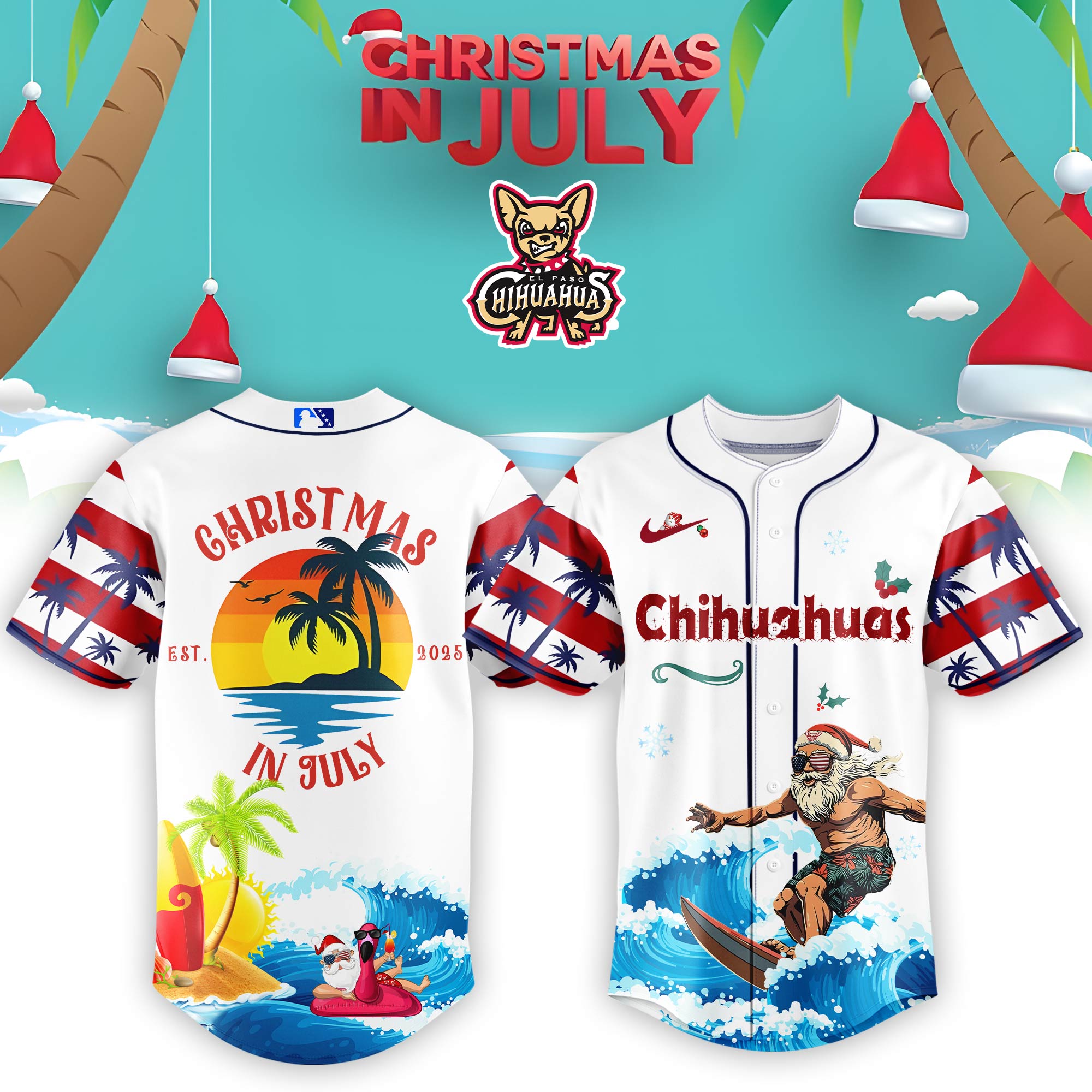 El Paso Chihuahuas MiLB x Christmas in July Personalized Baseball Jersey For Fans