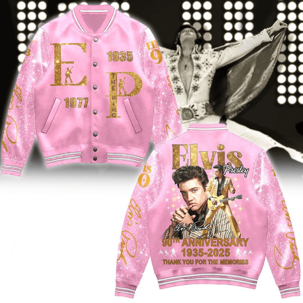 Elvis Presley 90th Anniversary Varsity Jacket Elvis Presley Merch Ideas For Mother Day Gifts