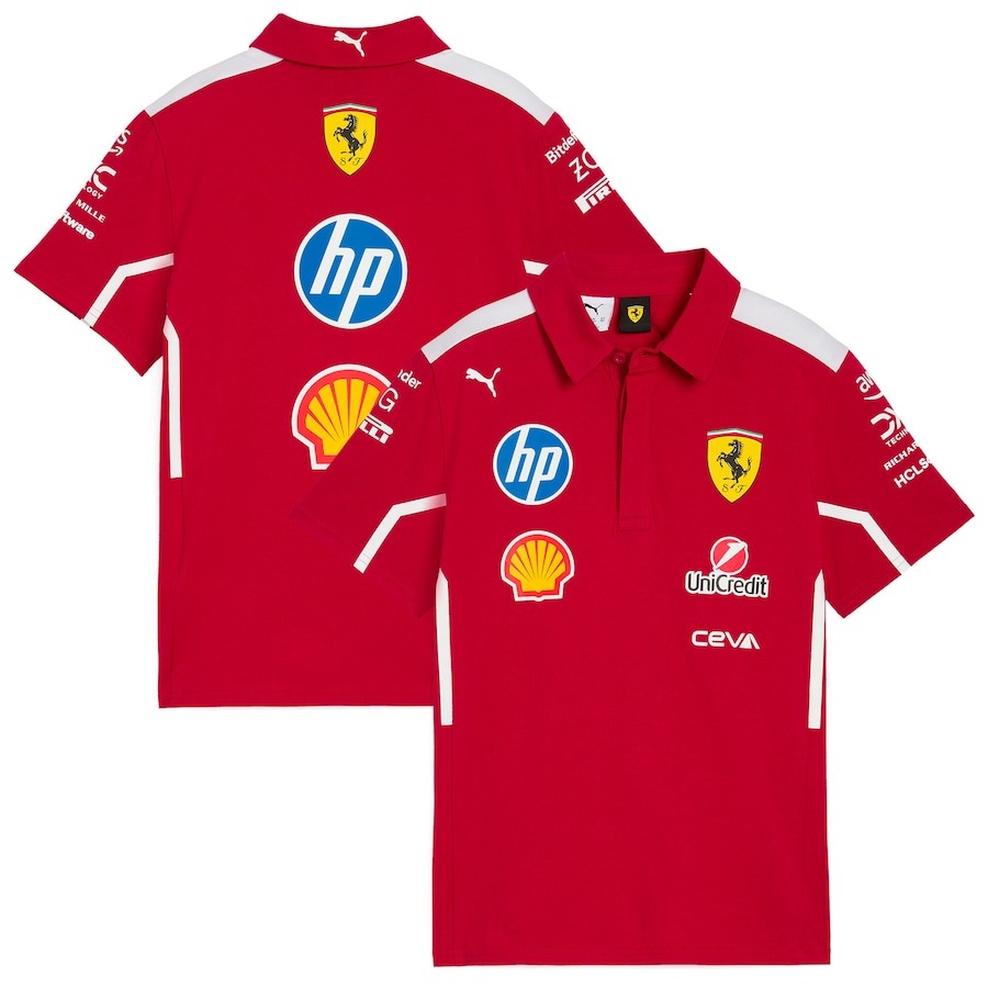 F1 Merch Scuderia Ferrari 2025 Team Polo Shirt Gifts For Racing Fans