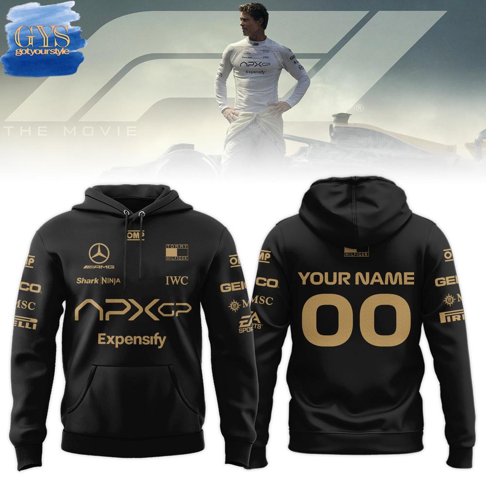 F1 The Movie 2025 APXGP Brad Pitt Black Hoodie Gift For Sport Music Fans