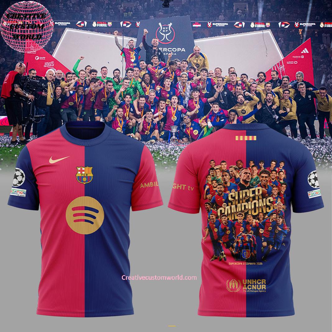 FC Barcelona 2025 Supercopa Campions 3D T-Shirt