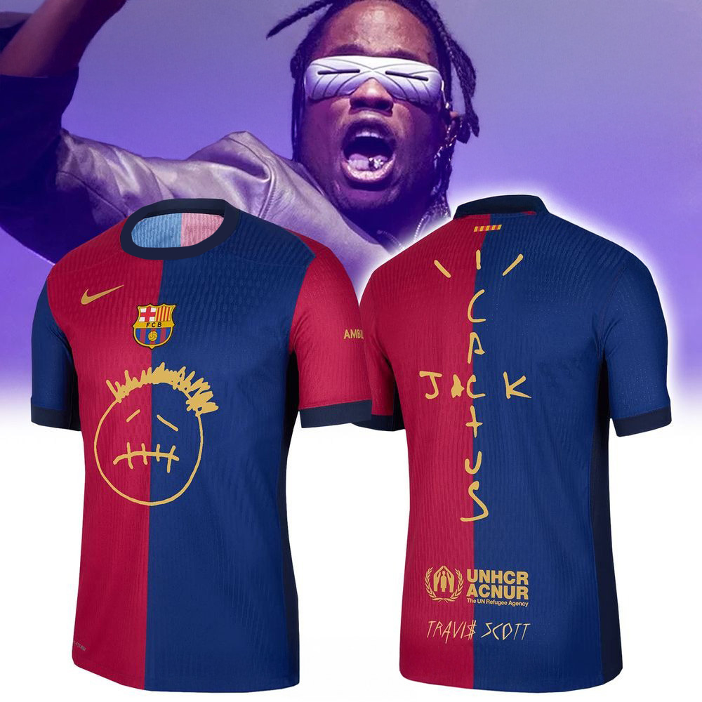 FC Barcelona X Travis Scott Jersey Cactus Jack Jackboys Merch Gifts For Fans For Him