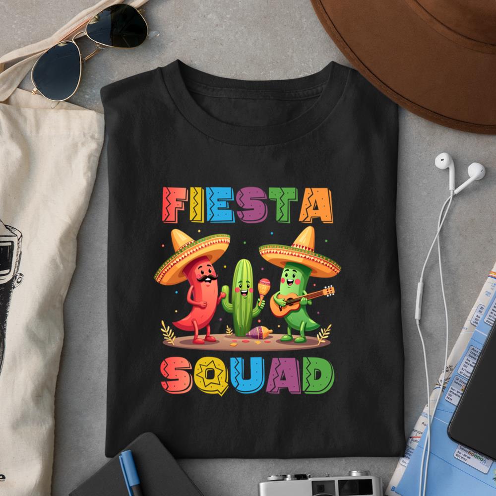Fiesta Squad Cinco de Mayo Mexican Taco Guitar Long Sleeve T-Shirt