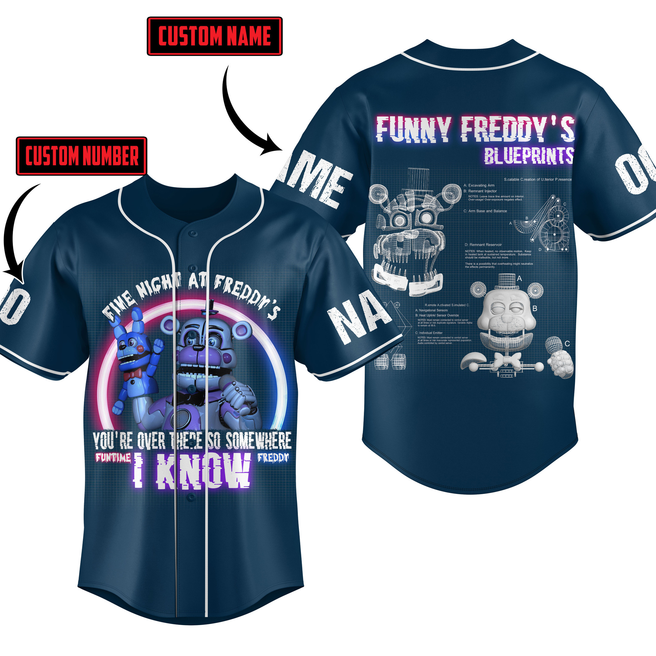 Five Night At Freddy's Baseball Jersey For Fans