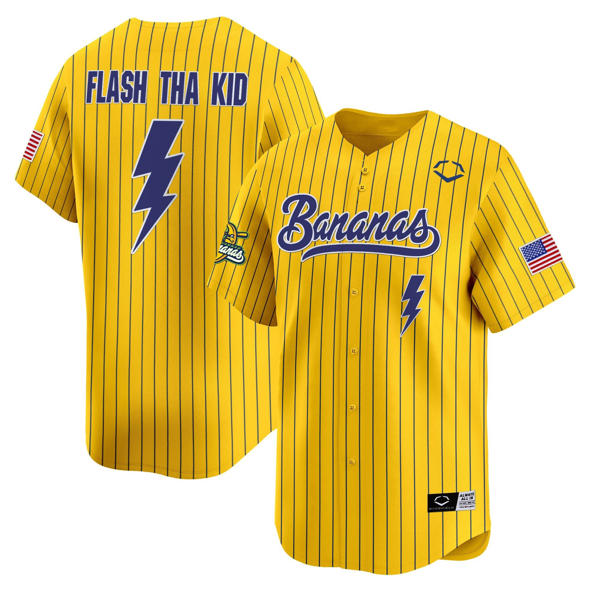 Flash Tha Kid Savannah Bananas Jersey Baseball Bananas Ball Yellow Jersey Fan Merch Gifts