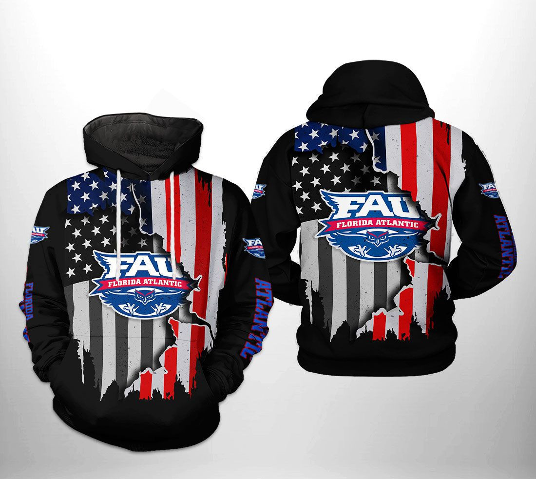 Florida Atlantic Owls NCAA US Flag Hoodie  Zip Hoodie Version 940