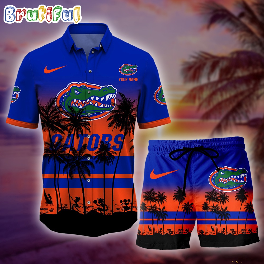 Florida Gators Palm Tree Summer Hawaiian Shirt, NCAA Sport Summer Hawaiian Set, Summer Beach Short Premium Merchandise
