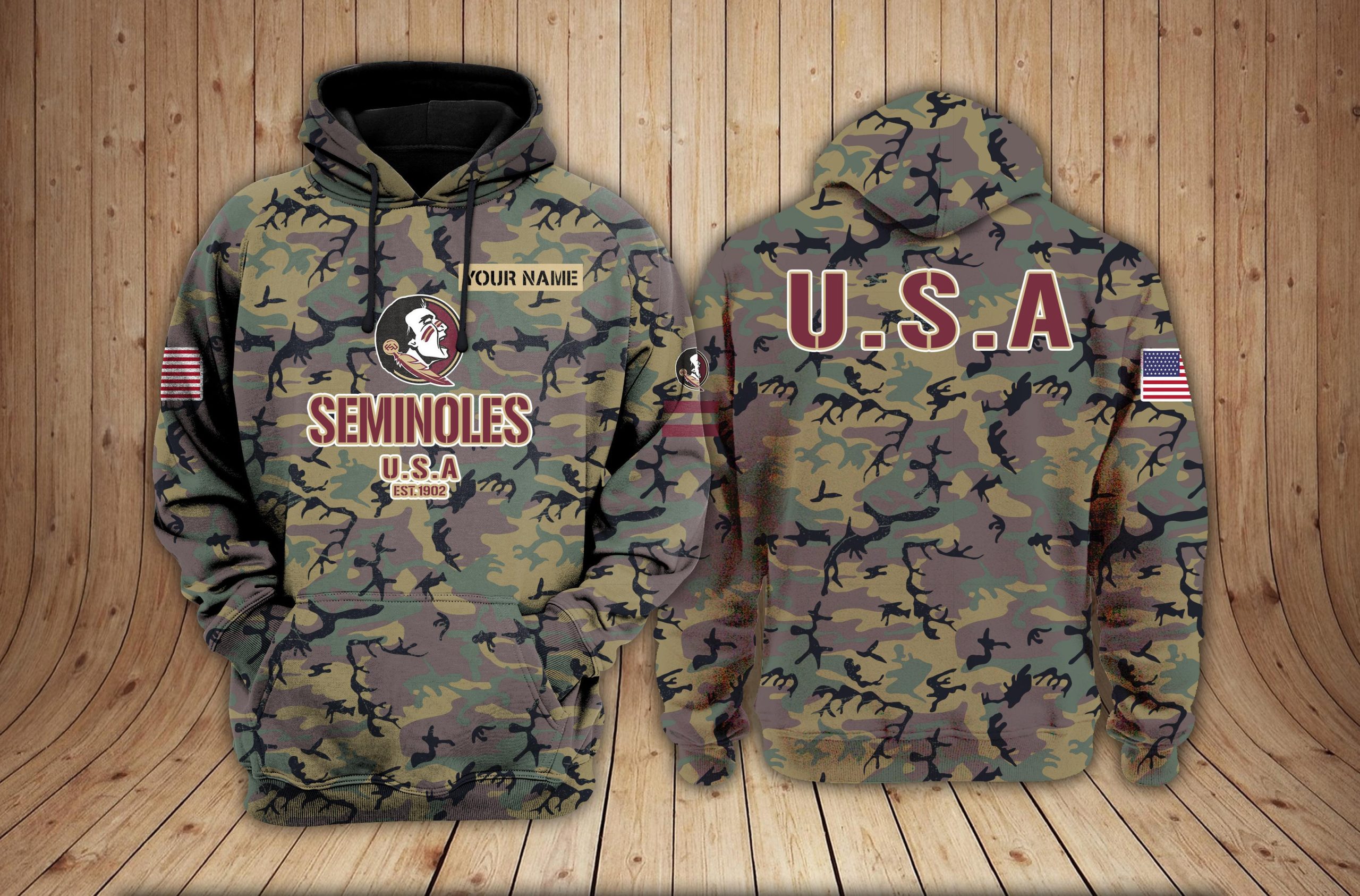 Florida State Seminoles football NCAA Camouflage 3D Hoodie PT24461