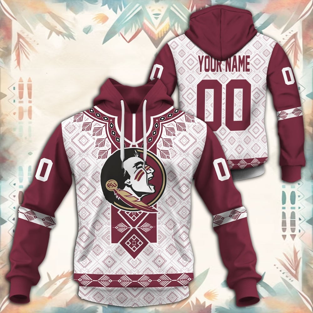 Florida State Seminoles Native Tribal Custom Name And Number 3D printed Sweatshirt Hoodie Zipped Hoodie