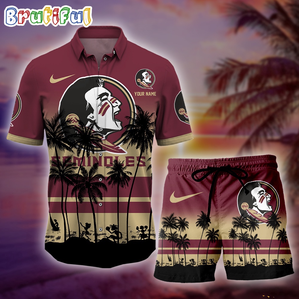 Florida State Seminoles Palm Tree Summer Hawaiian Shirt, NCAA Sport Summer Hawaiian Set, Summer Beach Short Premium Merchandise